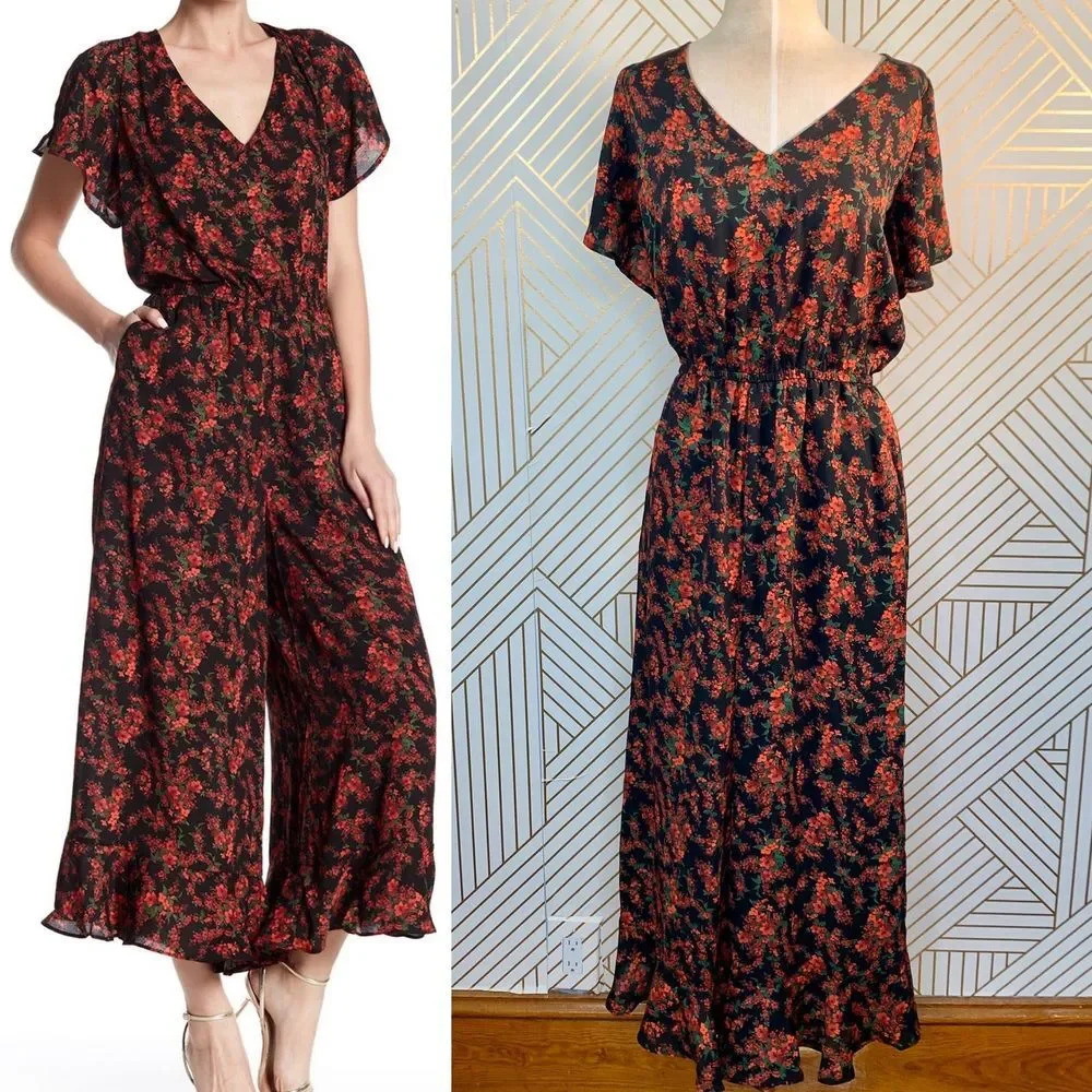 BB Dakota Gigli Floral Print Jumpsuit in Black